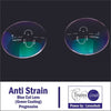 (Plano/Add +3.00 ) 1 Pair ProgressiveTranscoat Anti Strain (Green Coating Blue Cut Lens)